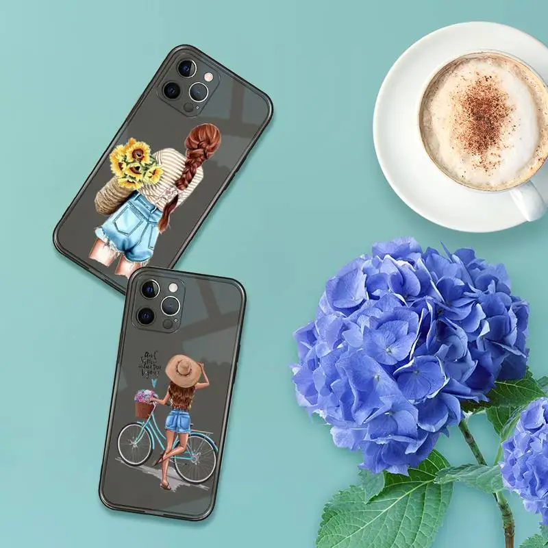 

Christmas Princess Fashion Girl Phone Case Transparent for iPhone 7 8 11 12 se 2020 mini pro X XS XR MAX Plus