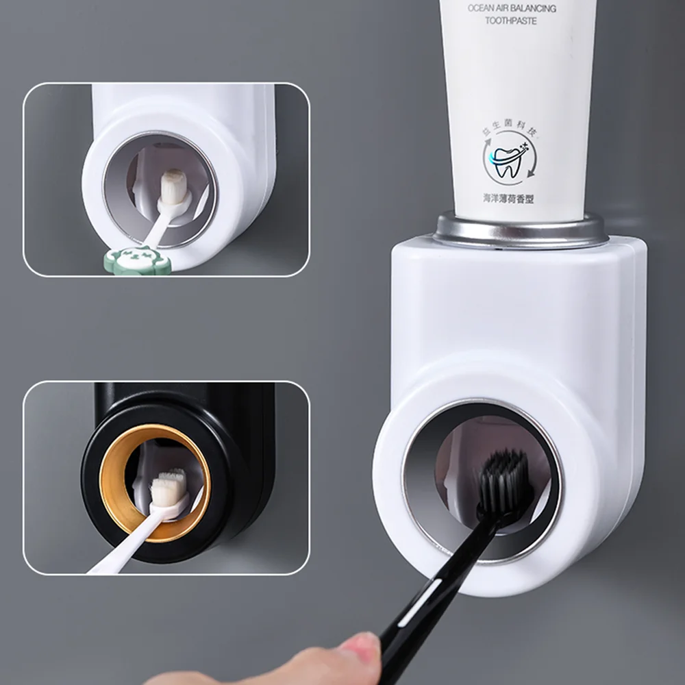 

Automatic Toothpaste Dispenser Wall Mount Bathroom Accessories Set Toothpaste Squeezer Dispenser Bathroom Toothbrush Holder Tool
