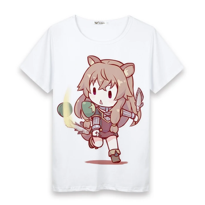 Футболка для косплея The Rising of the Shield Hero футболка Naofumi Iwatani Raphtalia летний топ костюм на