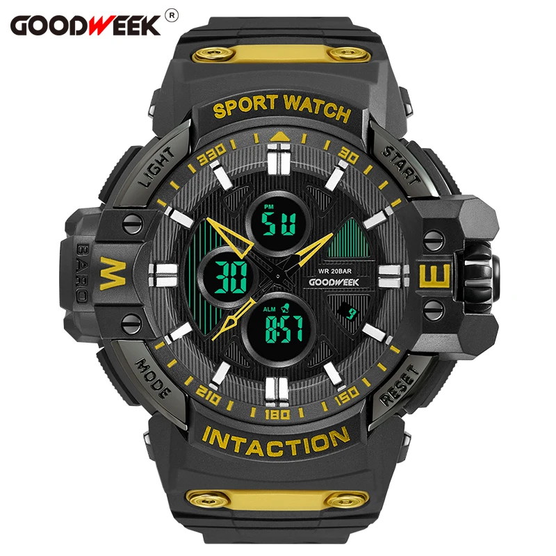 Аналоговые Цифровые мужские спортивные часы GOODWEEK водонепроницаемые