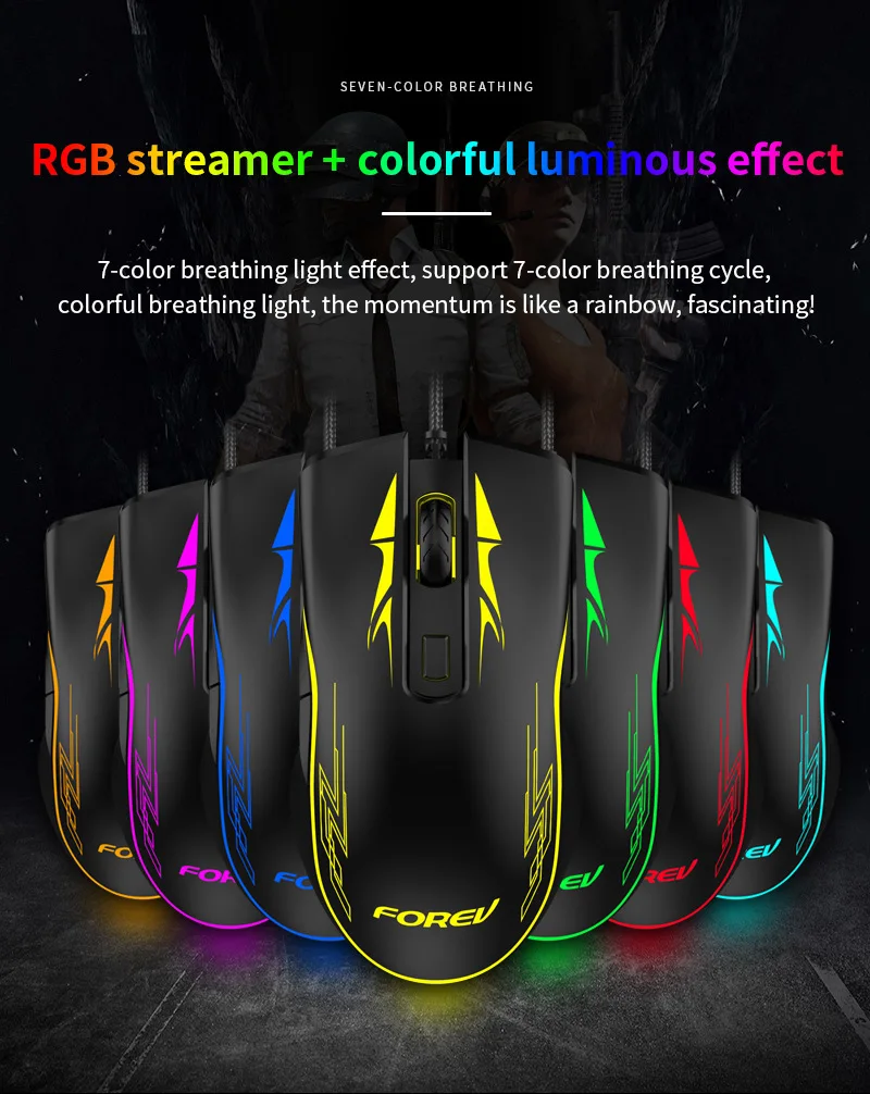 

Hot Selling Wired Gaming Mouse LED Backlit Mechanica 7 Button Glare Mouse Macro Laptop USB Home Office for PC Laptop