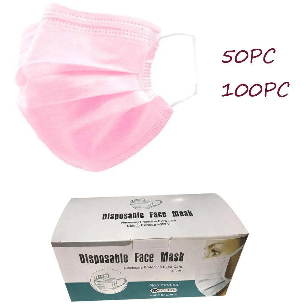 

Mask 100/50pc Disposable Face Mask Industrial 3ply Ear Loop Mascarilla Mascarillas Masque Face Shield Fashion