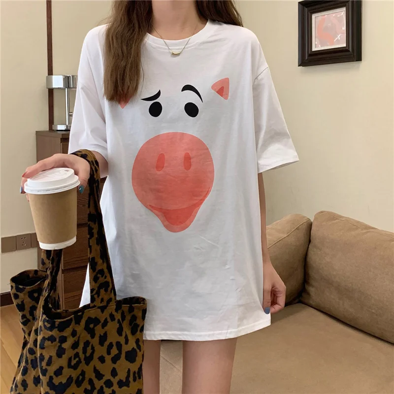 

Summer new cute print loose all-match loose short-sleeved T-shirt women