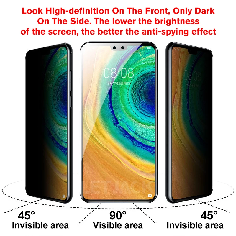 Пленка для защиты конфиденциальности из закаленного стекла для huawei mate 30 Lite Nova 5T Pro Y9 Prime mate 20X(5G) Enjoy 10 Plus Honor 20 Pro