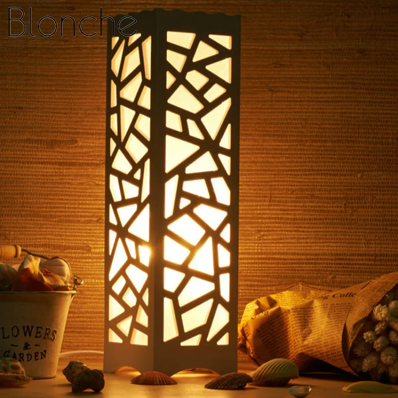 

Blonche Table Lamp E27 Table Lights Modern Lighting for Home Decor Bedside Bedroom Openwork Flower Carving Square Luminaire