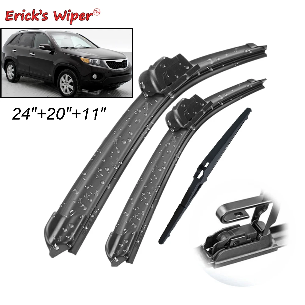 

Erick's Wiper Front & Rear Wiper Blades Set Kit For Kia Sorento MK2 2010 - 2014 Windshield Windscreen Window Brushes 24"+20"+11"