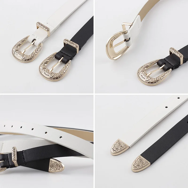 Ремень с металлической пряжкой для женщин роскошный винтажный кожаный пояс в