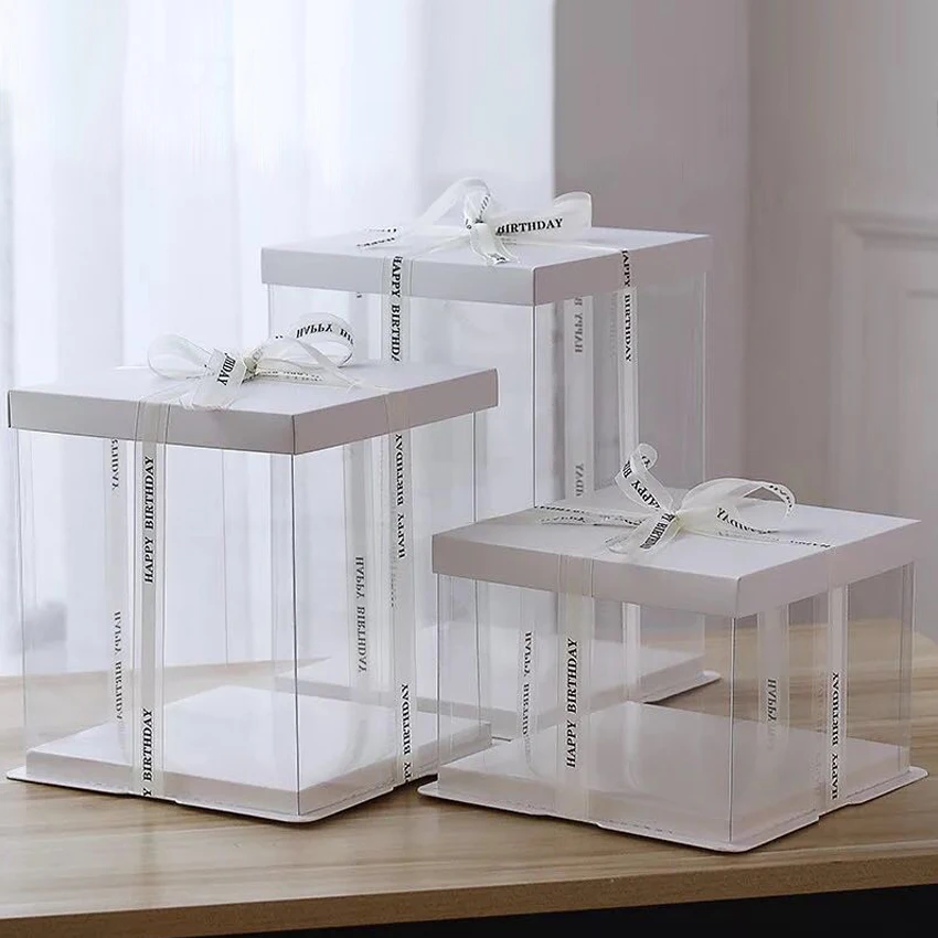 Прозрачная упаковочная коробка для торта Подарочная цветов воздушный шар на