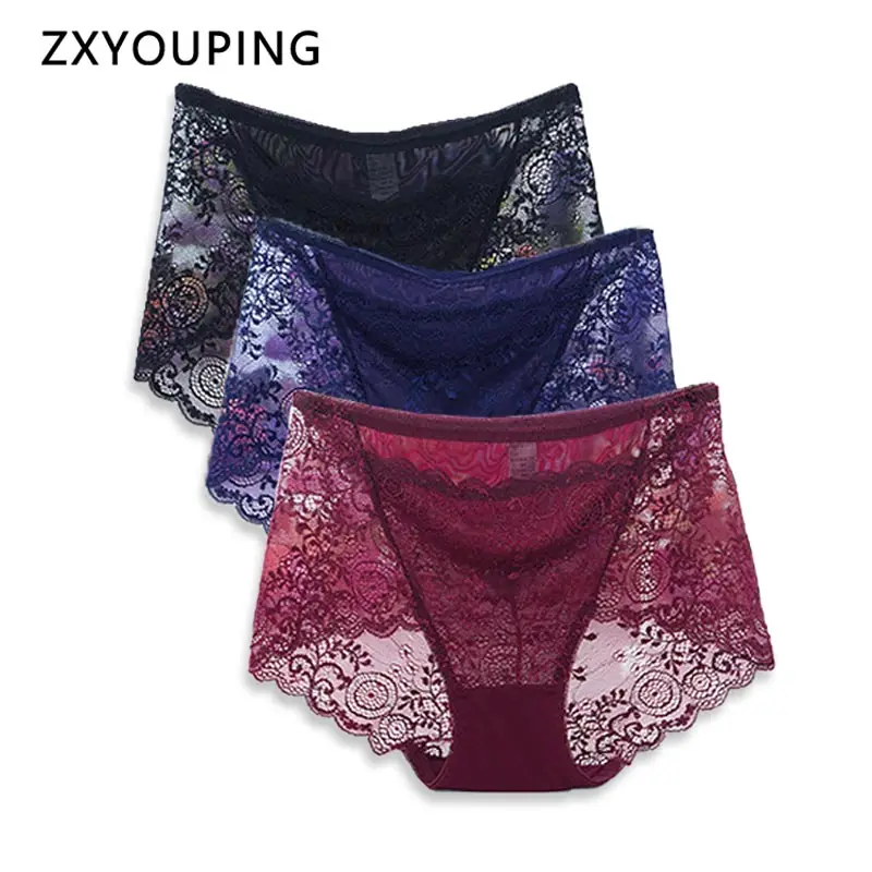 Женские прозрачные кружевные трусики с высокой талией ажурные дышащие цветочной