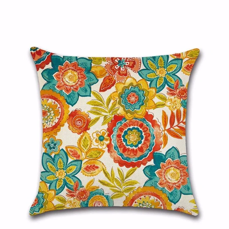 

Nordic Colorful Flower Pattern Pillow Case Floral Cushion Cover for Car Sofa Bed Car Seat Pillowcase Art Throw Pillow Cover