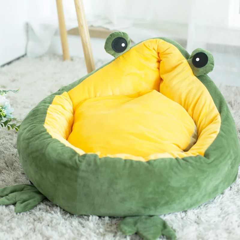 

Pet Cat Dog Bed House for Cats Indoor Warm Frog Small Dog Sleep Mat Kitten Kennel Beds Cute Nest Soft Supplies