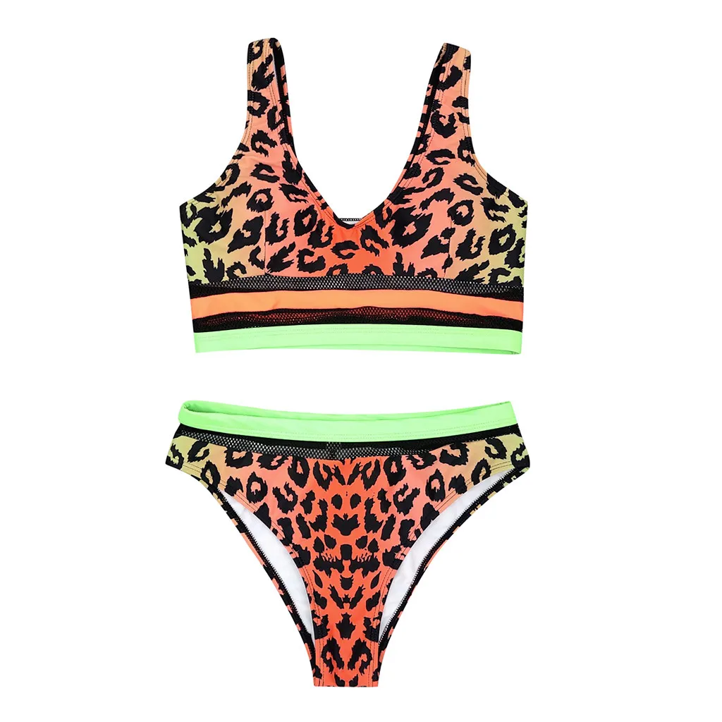 Бикини 2020 женский купальник сексуальный розовый два предмета оранжевый