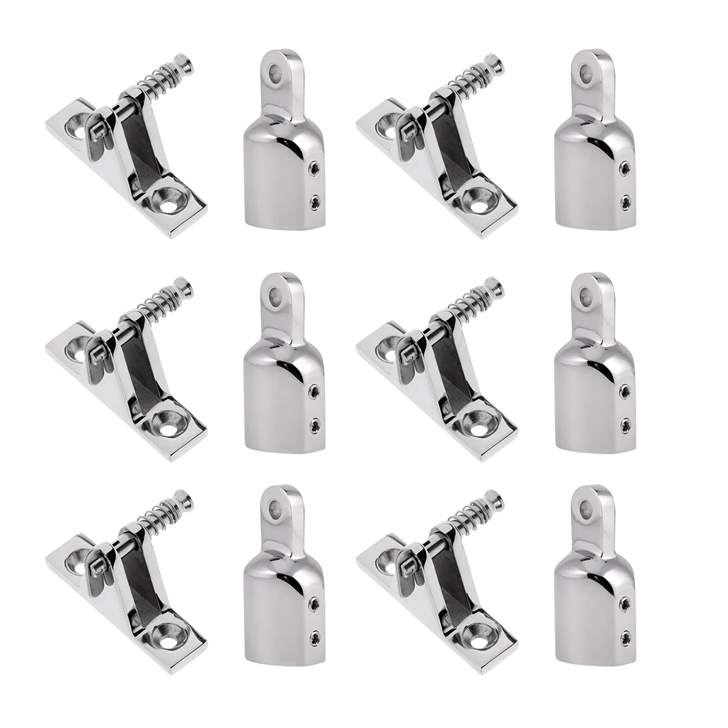 

12Pcs Marine Boat Deck Hinge With Eye End Cap Stainless Bimini Top Fittings