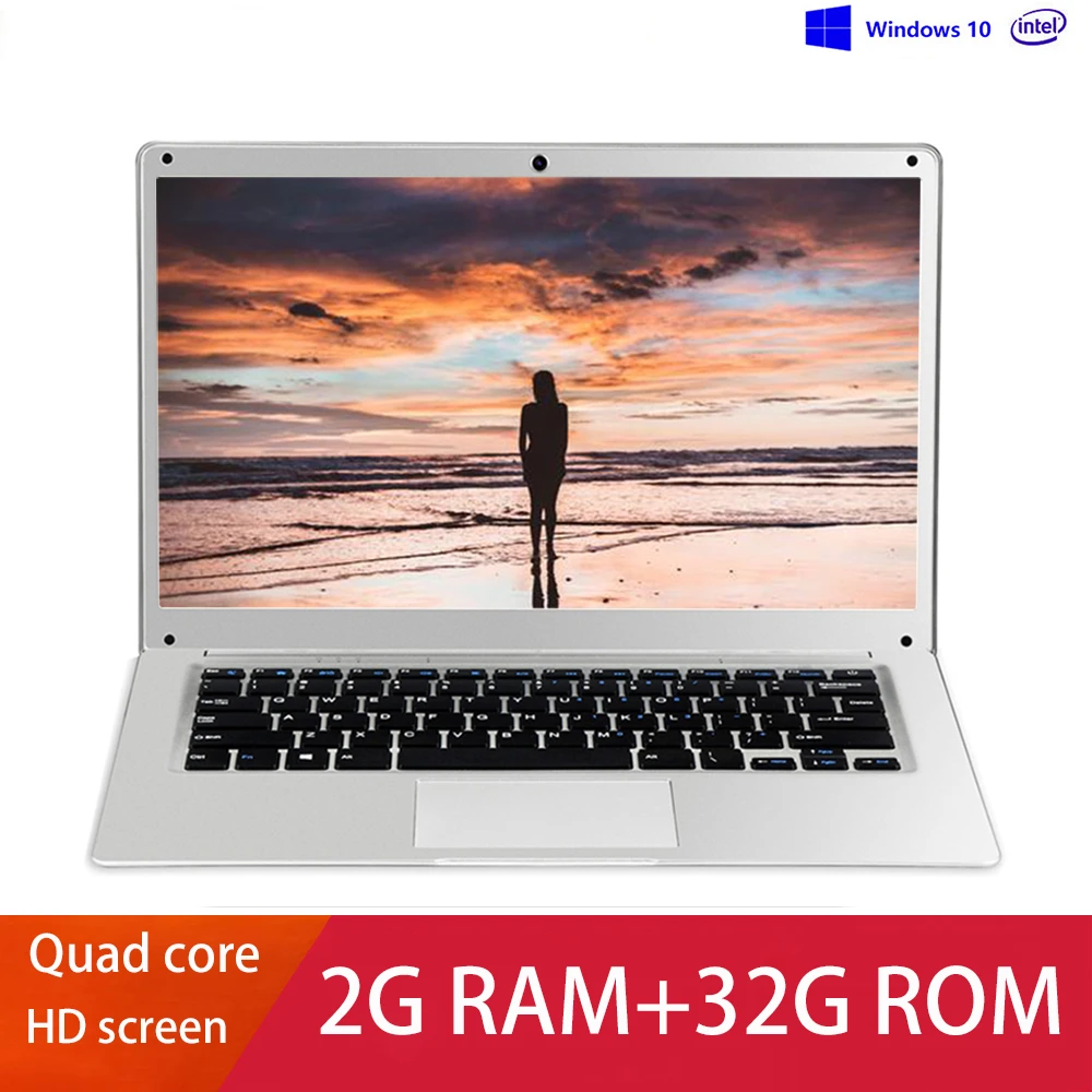 

14.1Inch Cheap Student Laptop Quad-core Atom Processor 2GB RAM 32GB EMMC Computer With Windows10 WIFI Camera Bluetooth MS Office