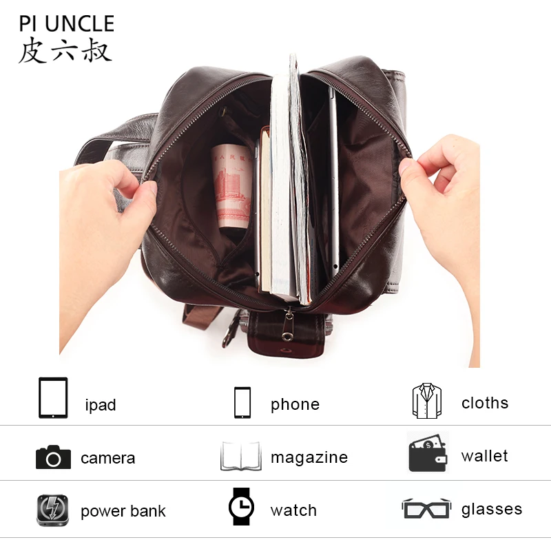 Мужской рюкзак из натуральной воловьей кожи с плечевым ремнём |