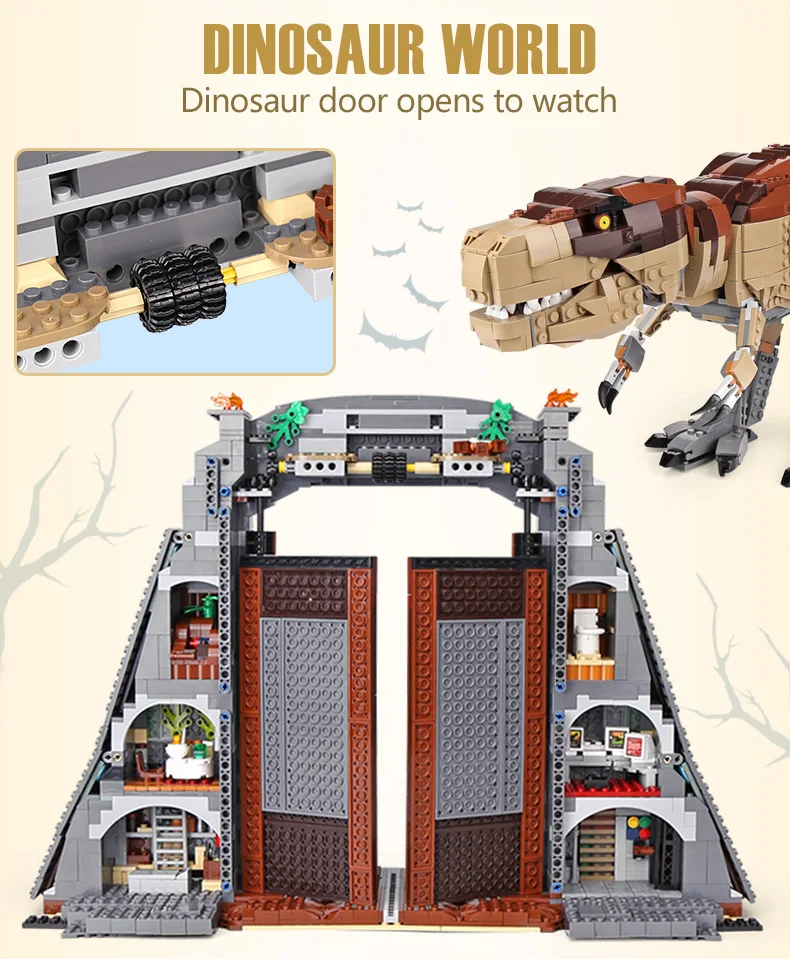 DHL 61001 креативные игрушки, совместимые с 75936 T. rex Rampage, игрушки динозавров, строительные блоки, кирпичи в сборе, Детский Рождественский подарок