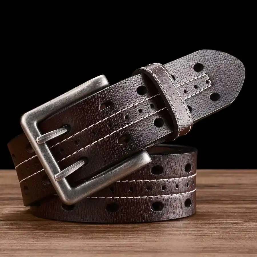 

Genuine Leather Belts for Men Classic Strap Jeans Men's Pin Buckle Waistband Width:3.4cm Length:110-125cm