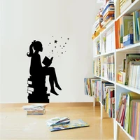 girl reading books magic wall art decal libraries wall decor education vinyl sticker for schools classrooms wall art decoration