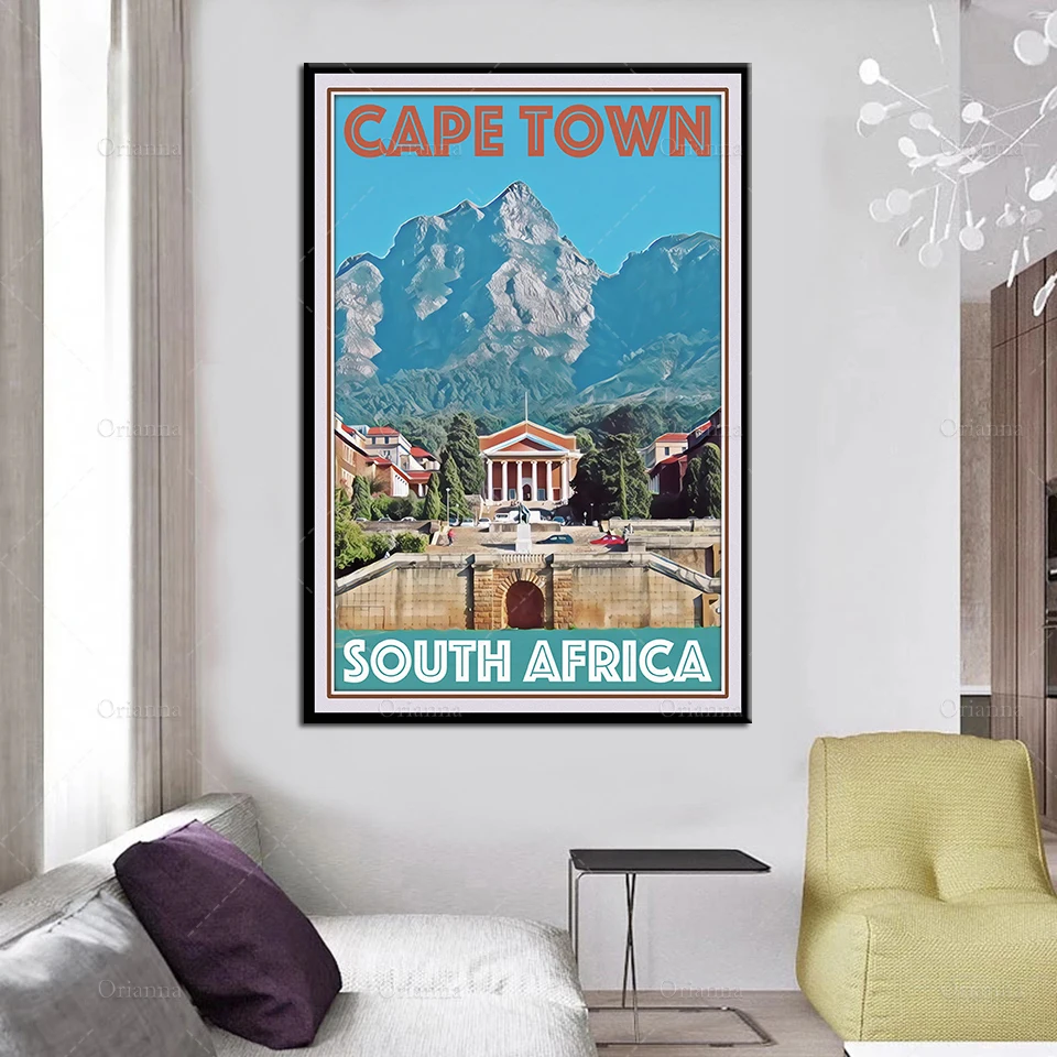 Ретро винтажный стильный постер для путешествий в Кейптаун Южная Африка