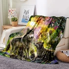 Весенне-зимнее одеяло Wolf для девочек и мальчиков, лучший подарок на Новый год, мягкое фланелевое одеяло с 3D-принтом животных, постельное белье для дивана