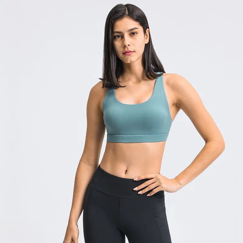 

Sport Bra Crop Top Breathable Adjustable Buckle Cross Fixed Strap Gym High-strength Shockproof Sports Underwear Women Fitness