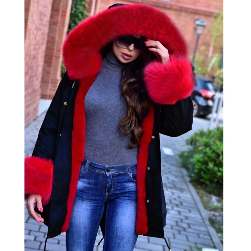 

Wepbel Hooded Overcoats Warm Coat Top Parkas Leather Fur Coat Women Mid-Length Jackets Parkas Solid Color Loose