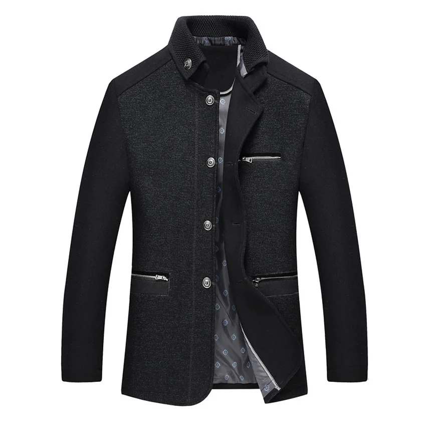 Зимняя куртка Для мужчин Шерстяное пальто Slim Fit Куртки модная верхняя одежда