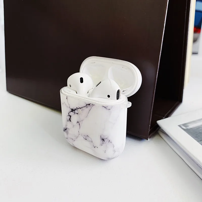 Чехол с мраморным рисунком для Apple Airpods 1 2 наушника чехол милый колесика камерой