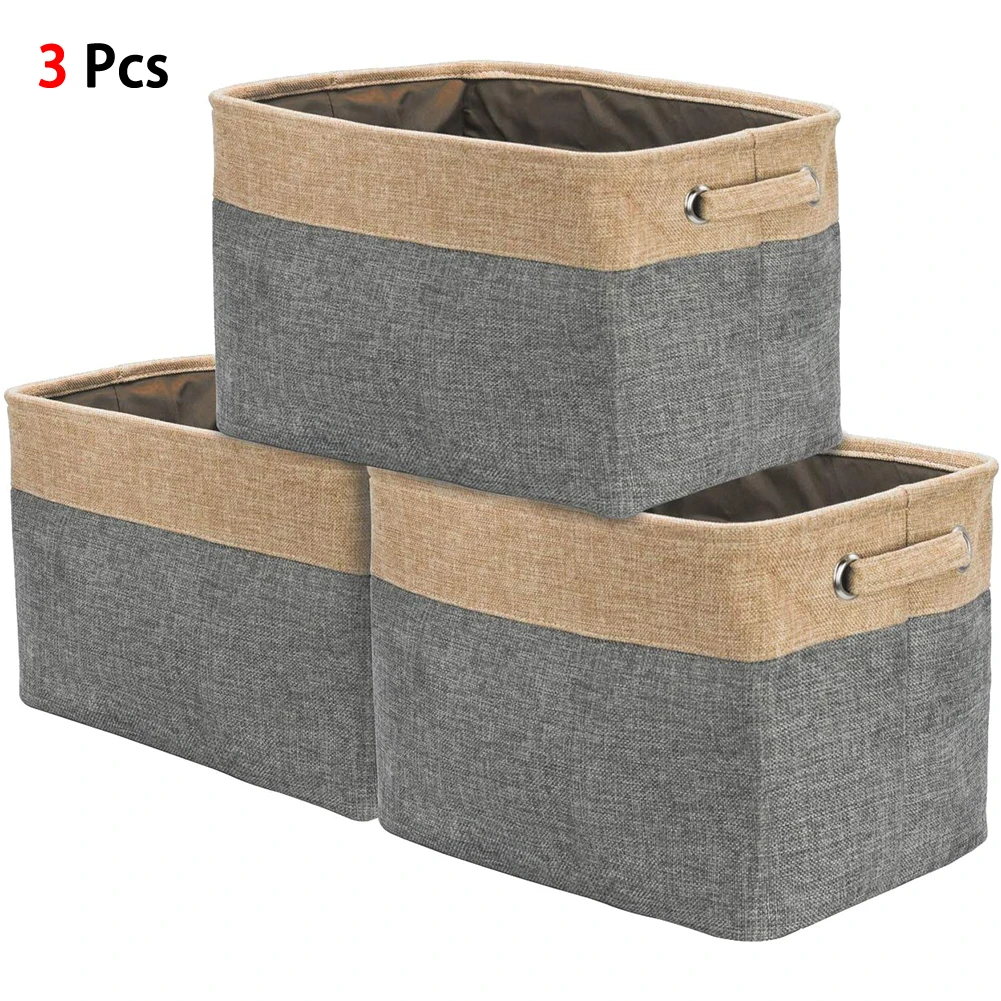 Большая складная корзина из хлопка и льна с ручками для семьи используется