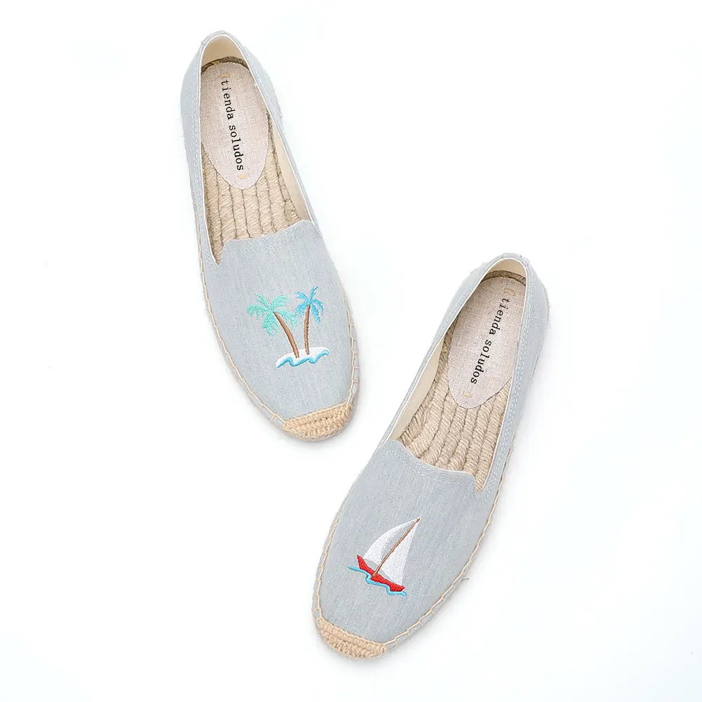 Женские эспадрильи повседневные туфли на плоской платформе без застежки из