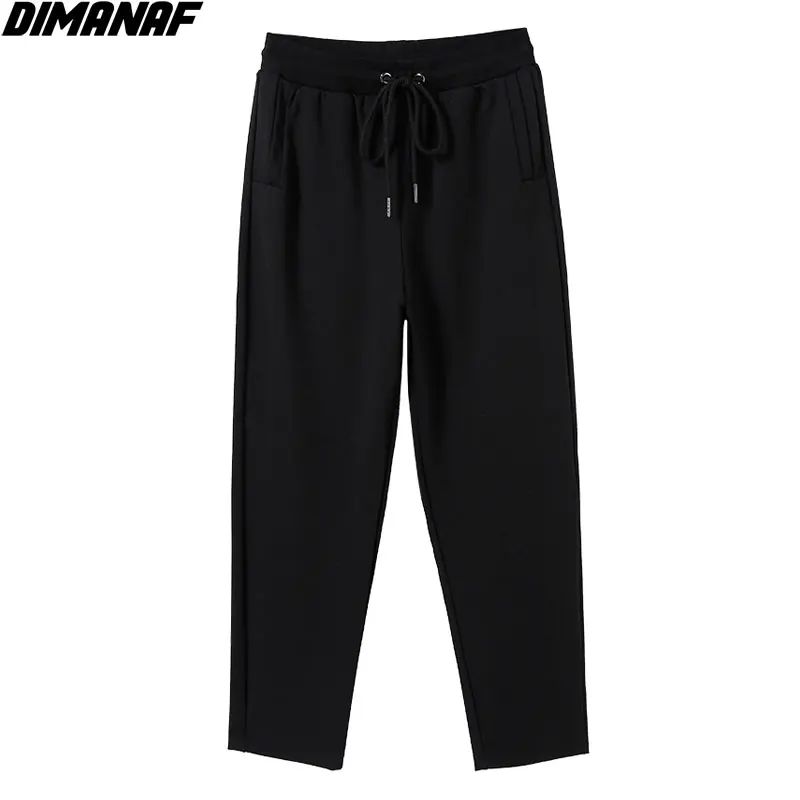 

DIMANAF Plus Size 2021 Women High Elastic Waist Belt Female Office Home Wear Slacks Pants Trousers Black Oversize Loose Pants