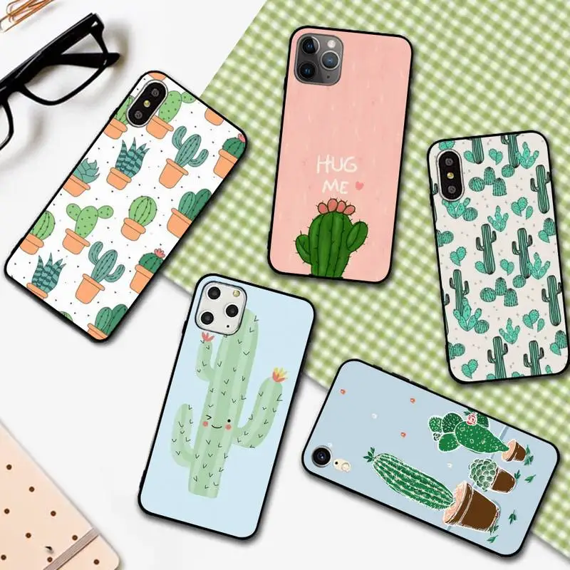 

YNDFCNB Cartoon Cactus Phone Case for iphone 13 11 12 pro XS MAX 8 7 6 6S Plus X 5S SE 2020 XR cover