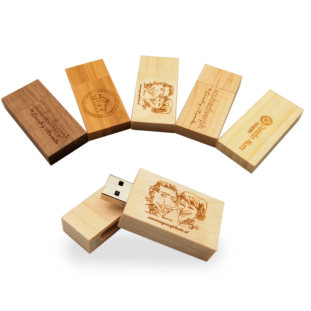 

(10pcs free coustom logo) Wooden block USB Flash Drive red wood pendrive 4GB 8GB 16GB 32GB Pen Drive Memory Stick gift