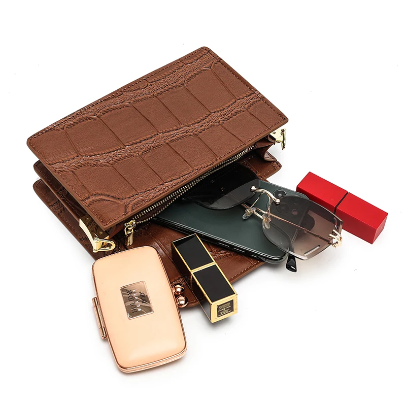 

Womens Crocodile Pattern Underarm Bag Fashion Ladies Portable Bags 2021 New Casual Brown Shoulder Messenger Bag Woman Handbag