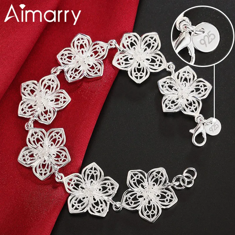 

Aimarry 925 Sterling Silver Charm Flowers Bracelet For Women Party Gifts Engagement Wedding Fashion Jewelry
