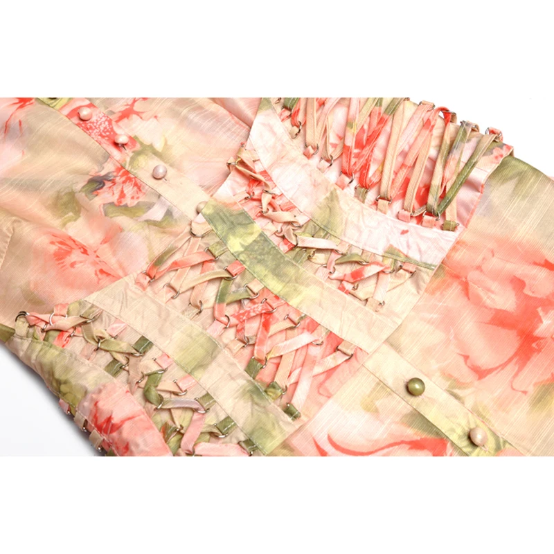 Высокое качество, новая мода, дизайнерское платье для подиума, женское платье с длинным рукавом и цветочным принтом, тесьма кружево, асимметричное платье