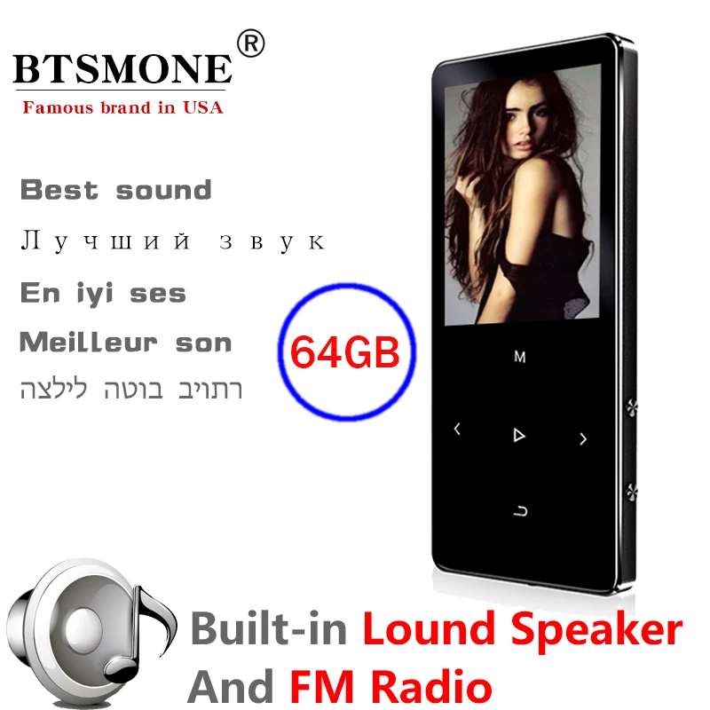 BTSMONE New Version MP3 Music Player Support Bluetooth with Loud Speaker and Built-in 16GB HiFi Portable Walkman with FM/Radio