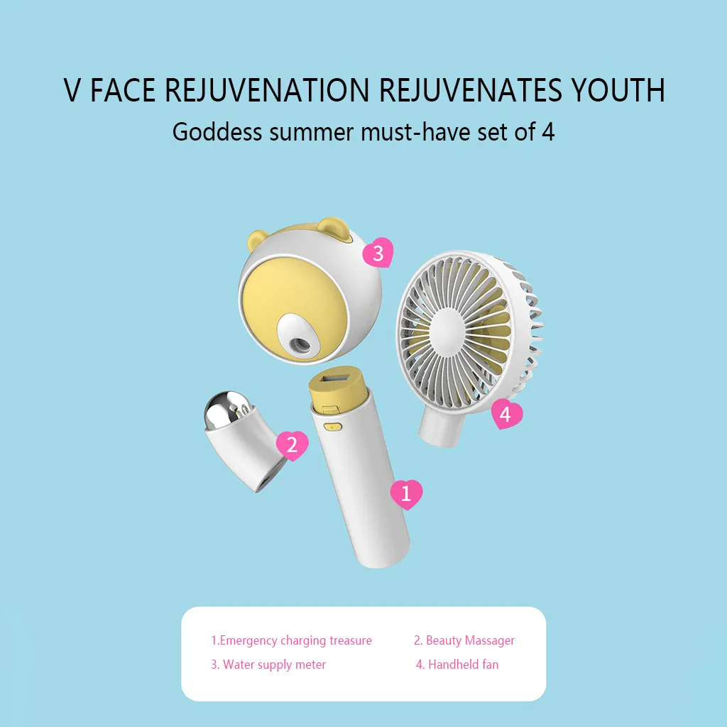 

7 color LED mini aromatherapy air humidifier Rechargeable Handheld Mini Fan Cooler Portable and Rack Base 4-in-1 Multifunctio