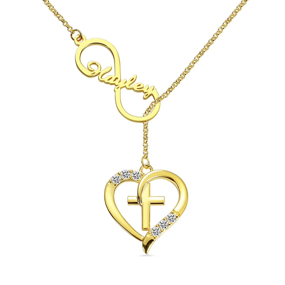 Sweey Прямая поставка персонализированные Бесконечность и сердце крест имя