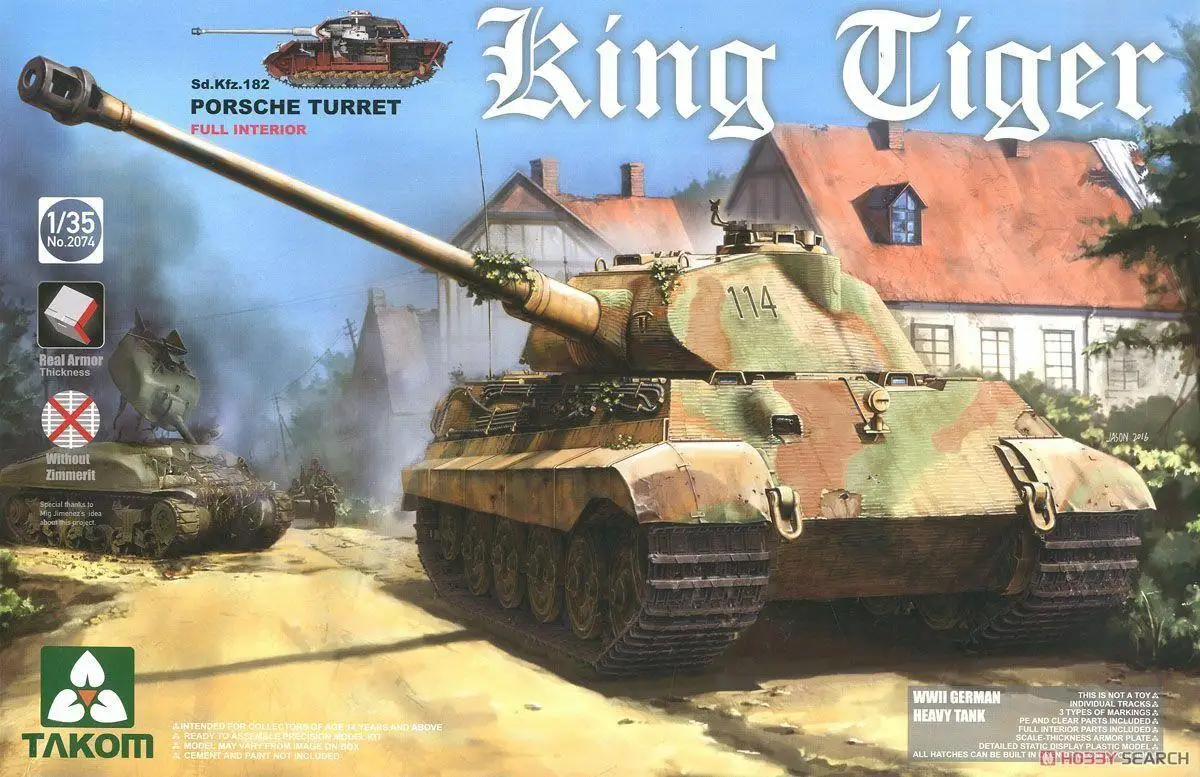 Takom 1/35 #2074 немецкий король Tiger Второй мировой войны (Pors che башня) с полным
