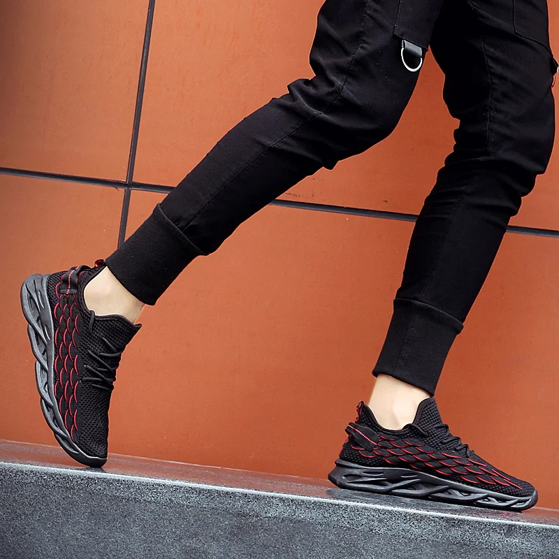 Black Casual Fashion 4D Print Mens Dad Sneakers Flying Weaving Mesh Breathable Men Shoes Outdoor Tenis Footwear Zapatillas Hombr |