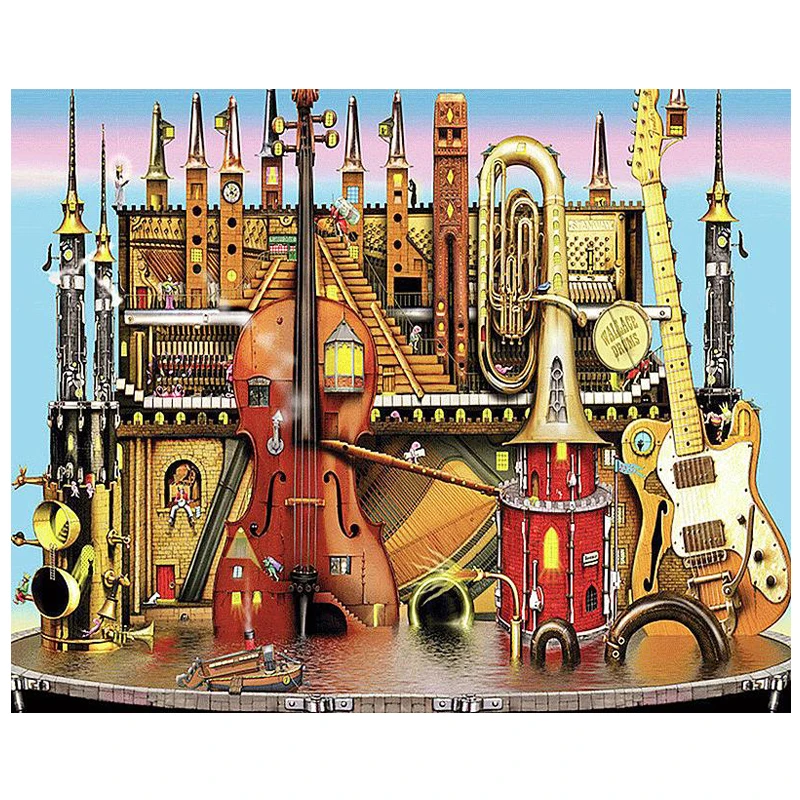 5d Diy Алмазная Картина абстрактный музыкальный инструмент замок картина полная