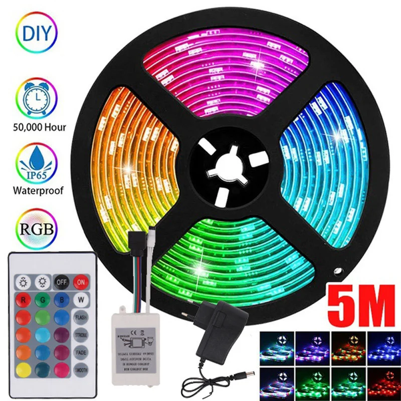 

5 м светодиодная ленсветильник s RGB IP65 водонепроницаемая светодиодная подсветильник ка с дистанционным управлением ночсветильник для ТВ ле...
