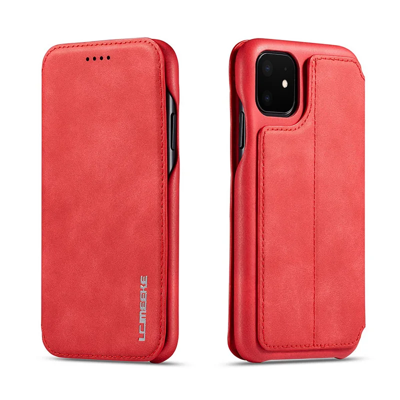 Чехол для iphone 11, флип-чехол для iphone 11 Pro 11 Max 5,8 6,1 6,5 XS XR X 6 7 8 plus, Магнитный флип-чехол с подставкой и отделением для карт - Цвет: Красный