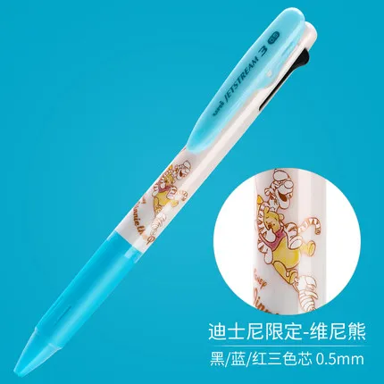 3 color W-P Японская шариковая ручка UNI, SXN-189DS, ограниченная серия, Дисней, Мультяшные узоры, масляная ручка, 0,5 мм, быстросохнущая, Винни Пух, митчемини - Цвет: 3 color W-P