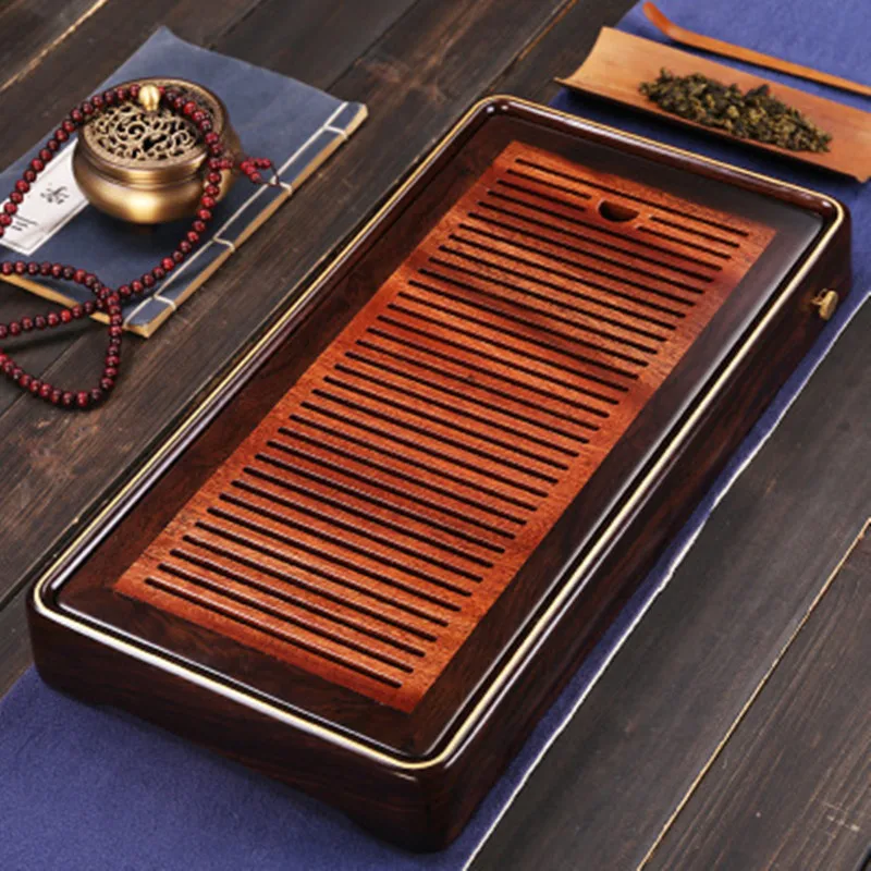 Чайный поднос из эбенового дерева бревна для хранения воды латунь врезной