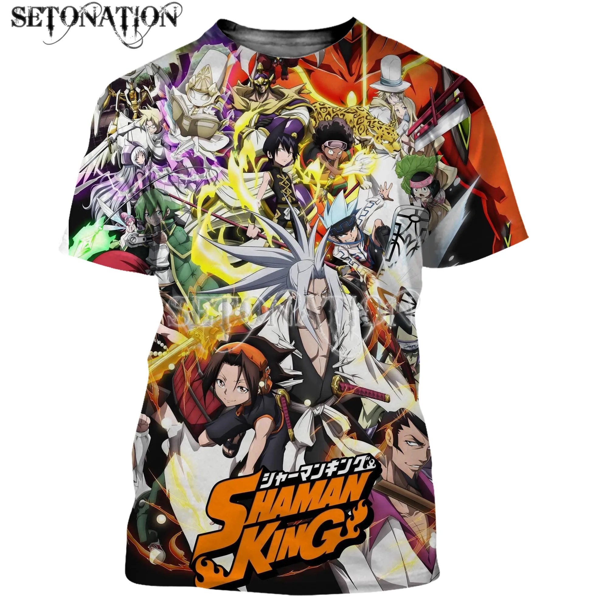 Футболка Shaman King для мужчин и женщин стильная тенниска с 3D принтом повседневная