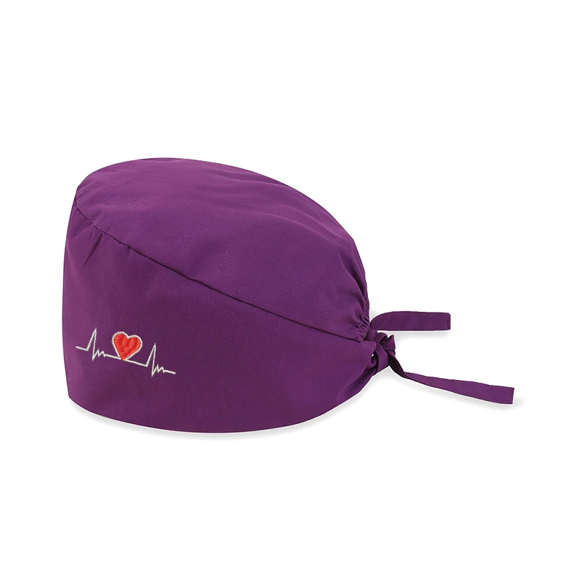 

eart Shape Embroidery Nurse Hat for Women with Buttons Sweat towel Beauty Salon Pharmacy Caps Lab Pet Doctor Surgicals Cap
