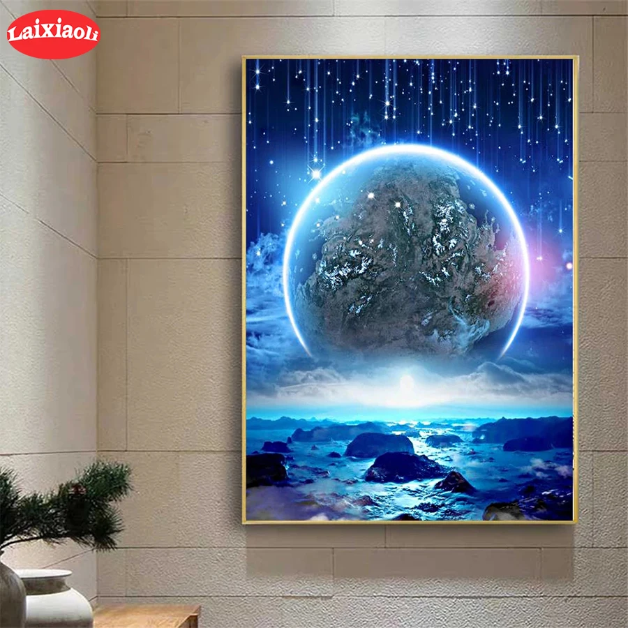 

Картина для вышивки крестиком 5D DIY, картина с голубой планетой и океаном, мозаика для вышивки крестиком, Новое поступление, настенное искусс...