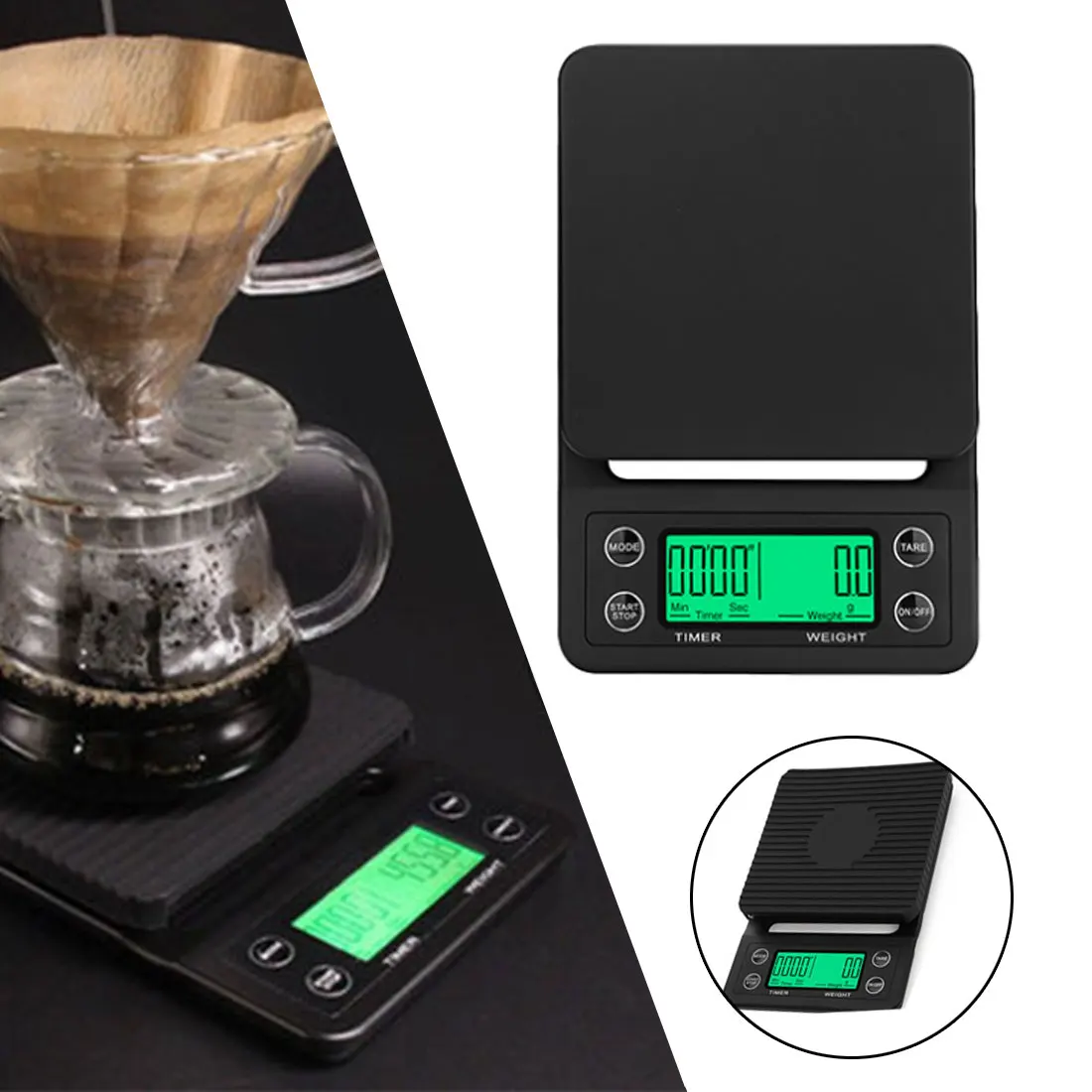 

3kg/0.1g 5kg/0.1g Drip Coffee Scale With Timer Portable Electronic Digital Kitchen Scale High Precision LCD Electronic Scales
